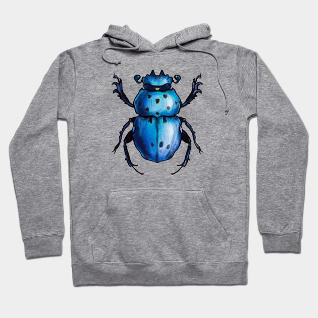 Blue Beetle Cool Insect Art Hoodie by Boriana Giormova